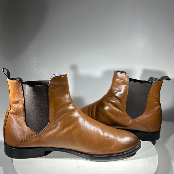 Arturo Calle Mens Size 10 Leather Dress Ankle Chelsea Boots Brown Shoes Slip On - Picture 7 of 12